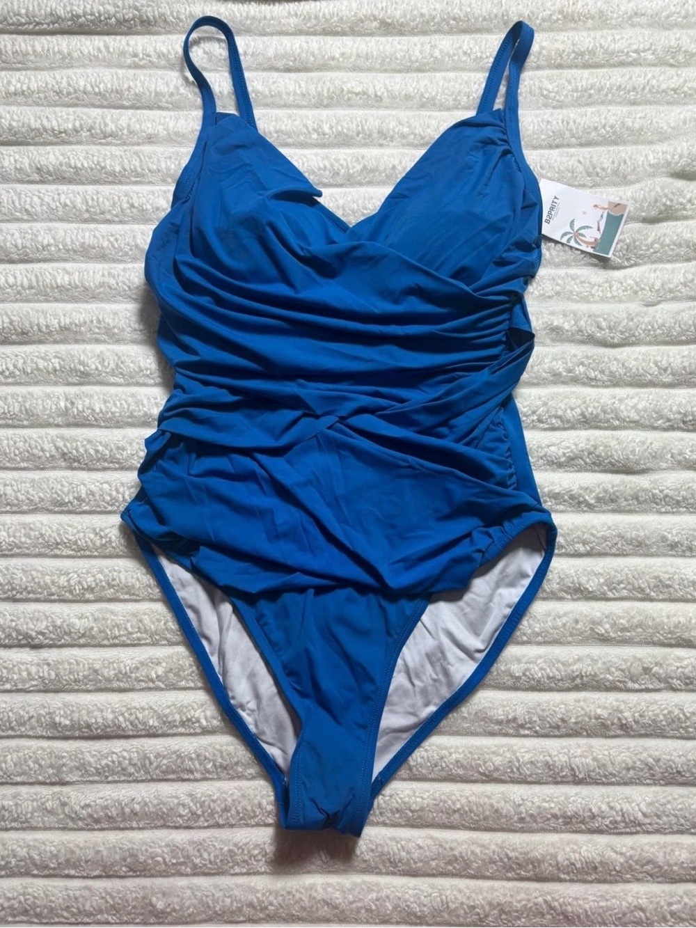 Ruched Wrap One-Piece Swimsuit in Blue - Women Swim - Picture 5 of 9